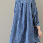 Organic Blue Peter Pan Collar Casual denim Blouses Spring