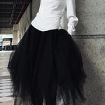 Organic White High Waist asymmetrical design Summer tulle Skirt