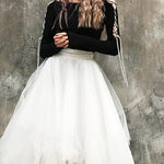 Organic White High Waist asymmetrical design Summer tulle Skirt