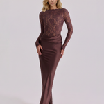 Elise Bramwell | Lace Bodice Satin Maxi Dress For Women