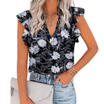 Zeagoo Women's Casual Print Ruffle Sleeve Summer Tops