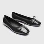 Evelyn - Bowknot Decor Square Toe Flats