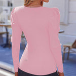 Zeagoo V Neck Sweaters Casual Puff Sleeve Pullover Sweater