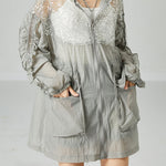 Plus Size Grey Hooded Sequins Patchwork Drawstring UPF 50+ Coat Jacket Summer