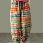 Beautiful Sunset Print Fall Linen Harem Pants-Limited Stock