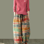 Beautiful Sunset Print Fall Linen Harem Pants-Limited Stock