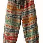 Beautiful Sunset Print Fall Linen Harem Pants-Limited Stock