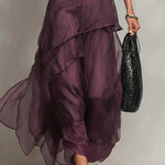 Purple sleeveless chiffon embroidered maxi dress