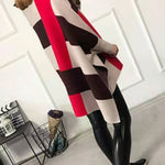 Women Striped Knit Blouse O Neck Batwing Sleeve Loose-fitting Knitted Blouse