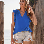 Zeagoo Women's Casual Print Ruffle Sleeve Summer Tops