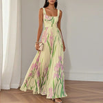 Floriene | Floral Print A-Line Maxi Dress