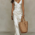 Isabella | Sleeveless satin maxi dress with delicate spaghetti straps