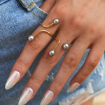 Alix Golden Curve Ring Set