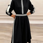 Zeagoo Women's Athleisure Contrast Stripe Sweatshirt Skirt Set