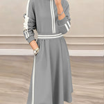 Zeagoo Women's Athleisure Contrast Stripe Sweatshirt Skirt Set