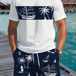 KZZ Men's Short-Sleeve Shirt and Shorts Set