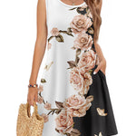 Zeagoo Women's Casual Floral Sleeveless Sundress with Pockets (US Only)