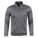 KZZ Men'S Fleece-Lined Half-Zip Sweatshirts, Casual Solid ColorPullovers with Stand Collar