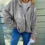 Zipper Button Fleece Sherpa Jacket Bear Teddy Coat