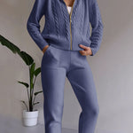Zeagoo Women's Casual Twist Jacquard Sweater Cardigan Two-Pieces Set