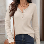 Zeagoo Zeagoo Casual Waffle Long Sleeve Henley Shirt for Women Casual Work Office Loose Fit 2026 | Under $40