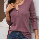 Zeagoo Zeagoo Casual Waffle Long Sleeve Henley Shirt for Women Casual Work Office Loose Fit 2026 | Under $40
