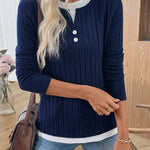 Zeagoo Zeagoo Casual Ribbed Knit Fake 2-Piece Henley Shirt for Women Casual Work Office Loose Fit 2026 | Under $40