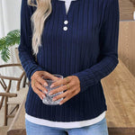Zeagoo Zeagoo Casual Ribbed Knit Fake 2-Piece Henley Shirt for Women Casual Work Office Loose Fit 2026 | Under $40