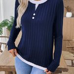 Zeagoo Zeagoo Casual Ribbed Knit Fake 2-Piece Henley Shirt for Women Casual Work Office Loose Fit 2026 | Under $40