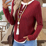Zeagoo Zeagoo Casual Ribbed Knit Fake 2-Piece Henley Shirt for Women Casual Work Office Loose Fit 2026 | Under $40