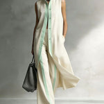 Summer Casual Commuter Sleeveless Maxi Cardigan Pants Set