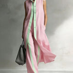 Summer Casual Commuter Sleeveless Maxi Cardigan Pants Set