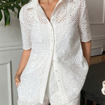 Summer Floral Eyelet Embroidery Cotton Co-Ord Set