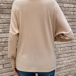 Urban Casual Draped V-neck Long Sleeve Knit Blouse