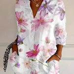 Charlotte King | Vibrant Floral Print Cotton Blouse For Women