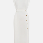 La Scintilla | Fitted Midi Dress with Gold Button Details