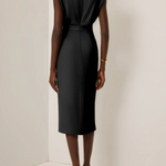 La Scintilla | Fitted Midi Dress with Gold Button Details