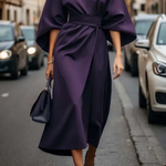 Sofia - Elegant dress with lantern sleeves and belt for Women