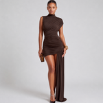 Phoebe Stirling | High Neck Asymmetric Mini Dress For Women