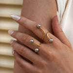 Alix Golden Curve Ring Set