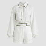 Sienna Wentworth | Contrast Trim Linen Shorts Set For Women