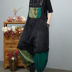 Streetwear Black Asymmetrical Pocket Cotton denim Jumpsuit Spring