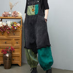 Streetwear Black Asymmetrical Pocket Cotton denim Jumpsuit Spring