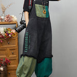 Streetwear Black Asymmetrical Pocket Cotton denim Jumpsuit Spring