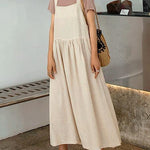 2025 Style Spaghetti Strap Cinched linen cotton clothes For Women Sewing black Dress