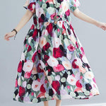 Style o neck cotton Tunic pattern floral Traveling Dresses summer