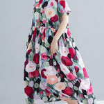 Style o neck cotton Tunic pattern floral Traveling Dresses summer