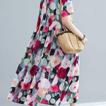 Style o neck cotton Tunic pattern floral Traveling Dresses summer