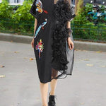 Summer Woman Black Mesh Chiffon Shirt  Plus Size Dresses