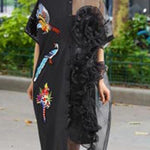 Summer Woman Black Mesh Chiffon Shirt  Plus Size Dresses
